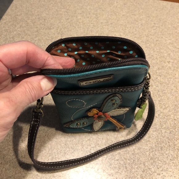 Chala iPhone wristlet …dark turquoise with dragonfly. 8” x 5” - Picture 2 of 2